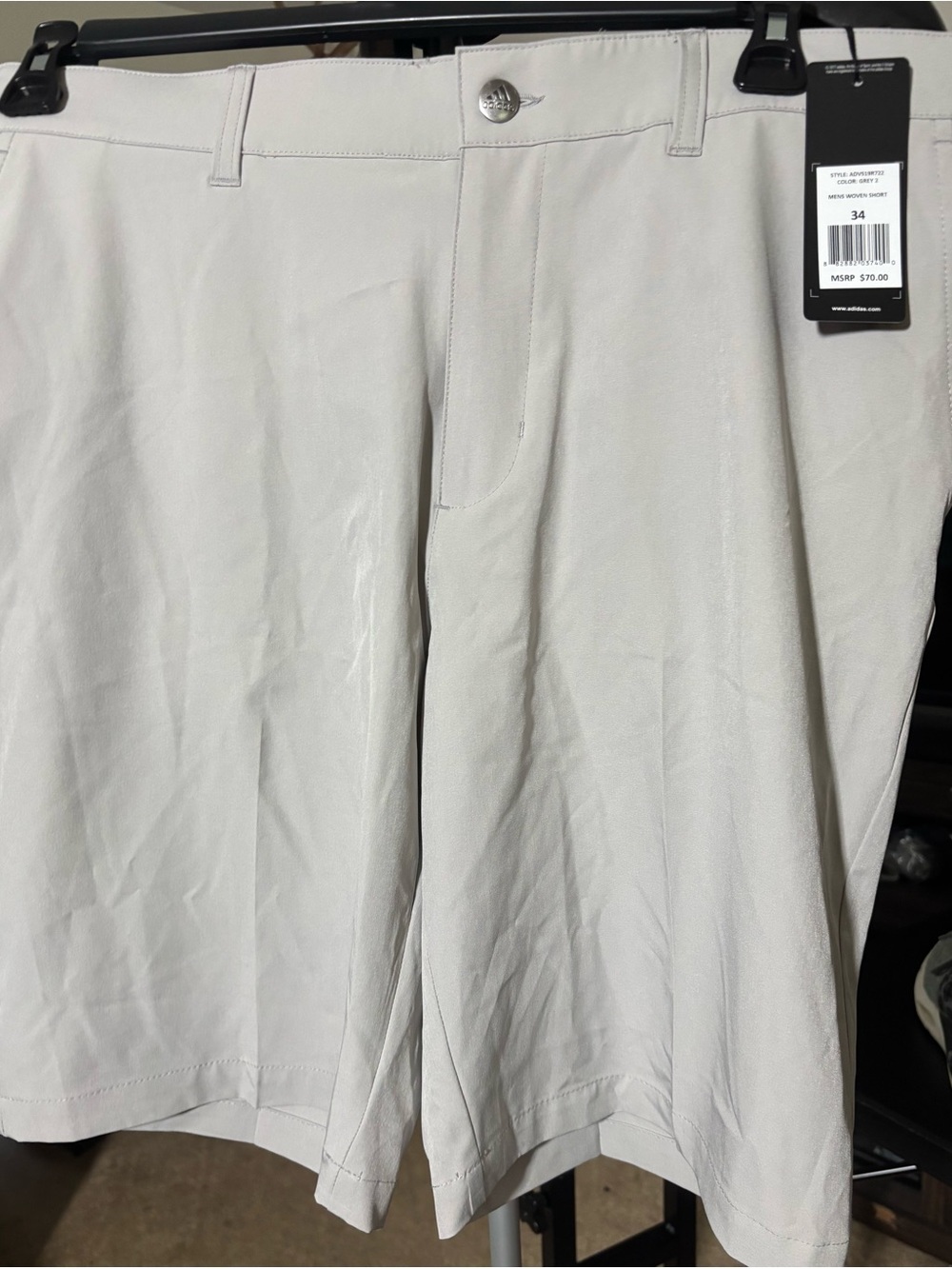 adidas Men's Light Gray Flat-Front Performance Shorts